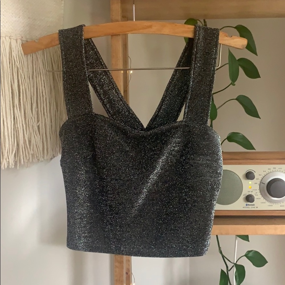 Leith metallic cropped top, size xs